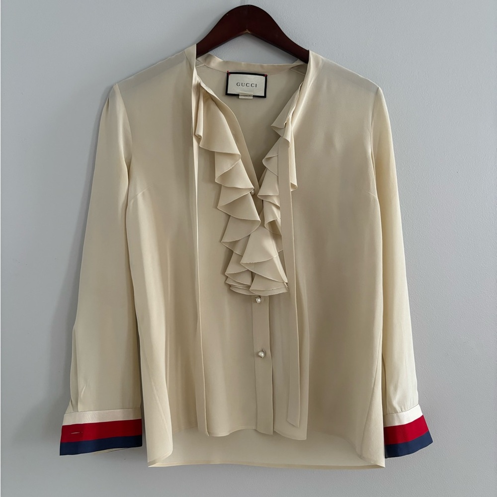 GUCCI ruffled silk crepe de chine blouse